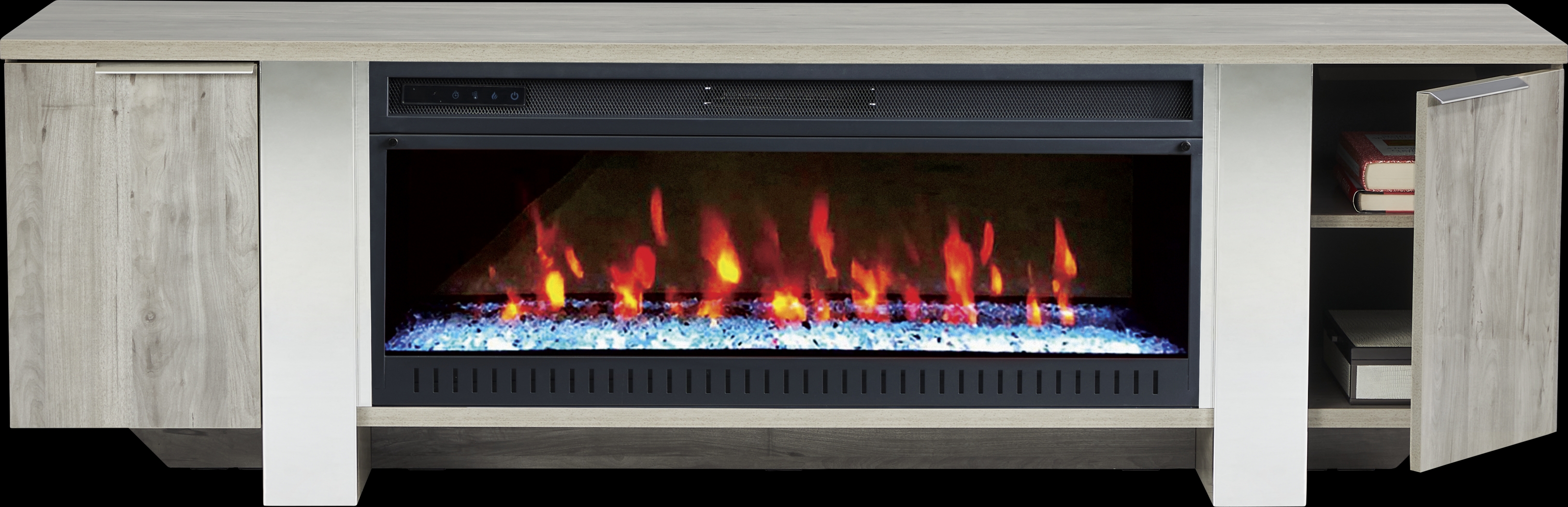 Heatherview Gray 79 in. Console with Electric Fireplace - Thumbnail - Image 2