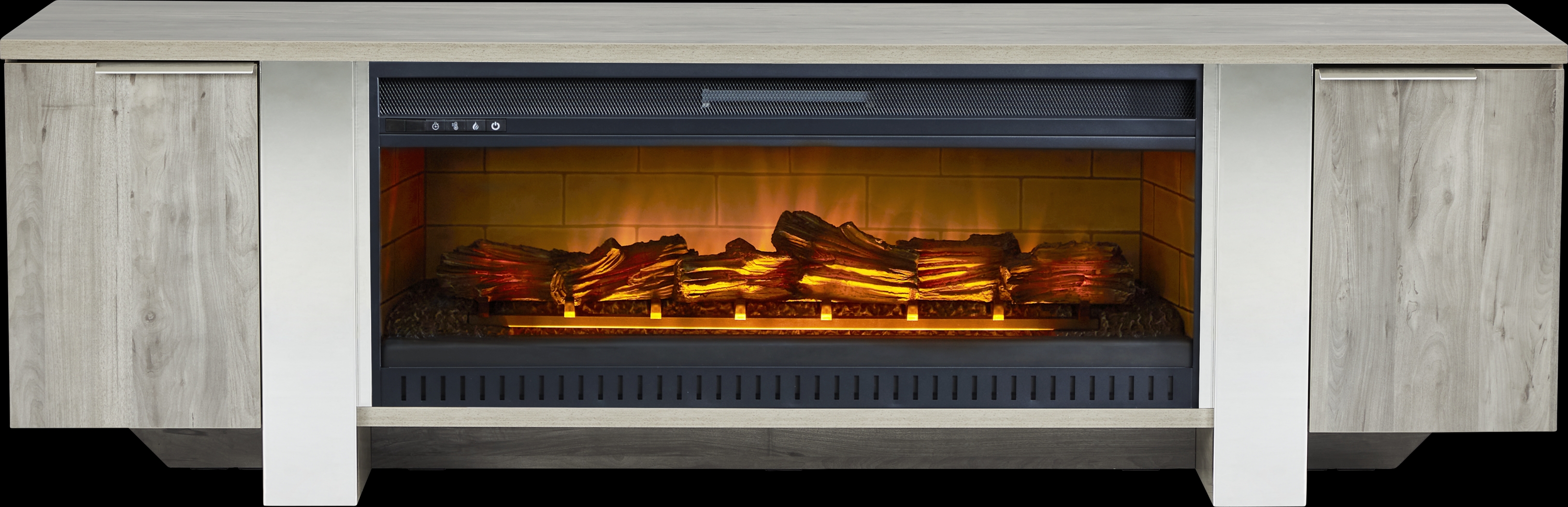 Heatherview Gray 79 in. Console with Electric Log Fireplace - Thumbnail - Image 1