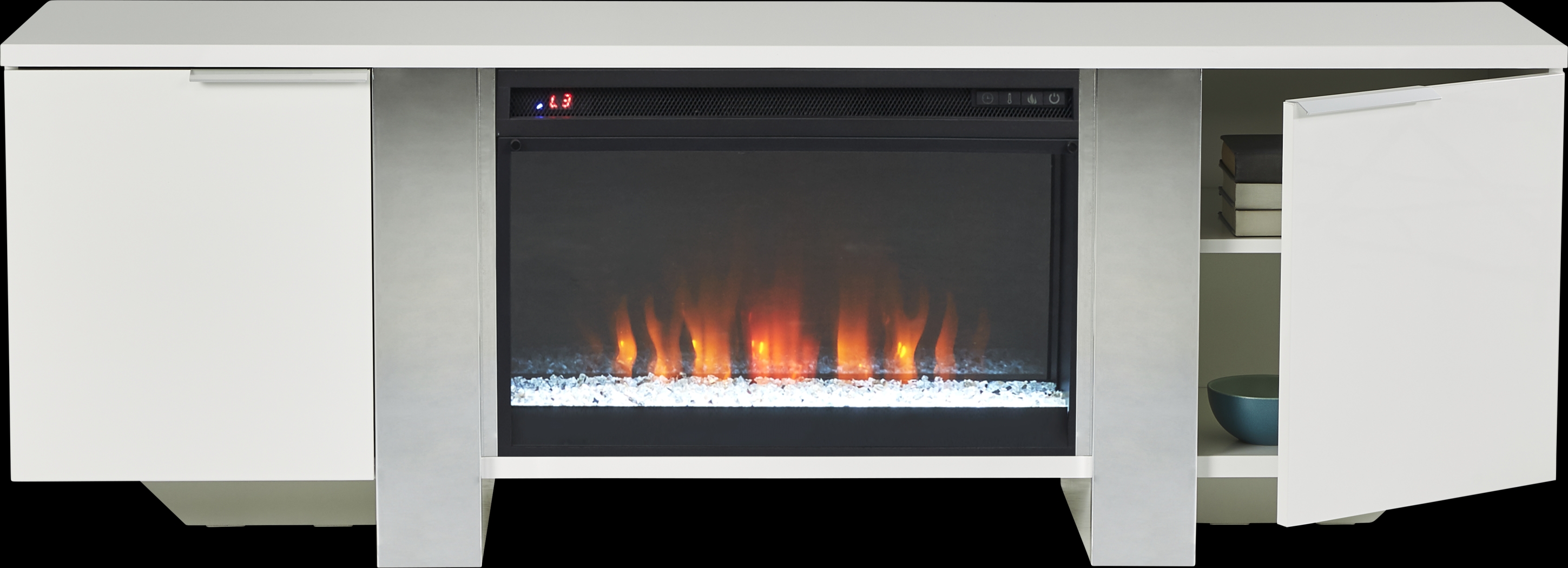 Heatherview White 70 in. Console with Electric Fireplace - Thumbnail - Image 2