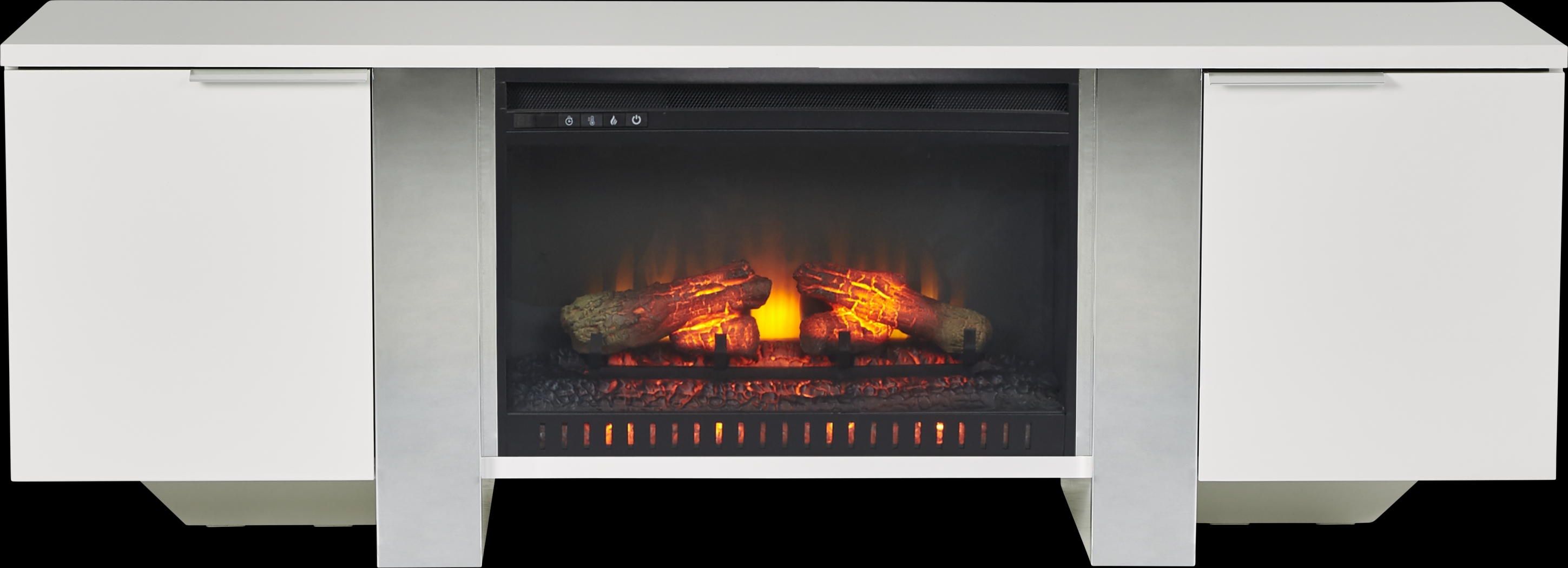 Heatherview White 70 in. Console with Electric Log Fireplace - Thumbnail - Image 1
