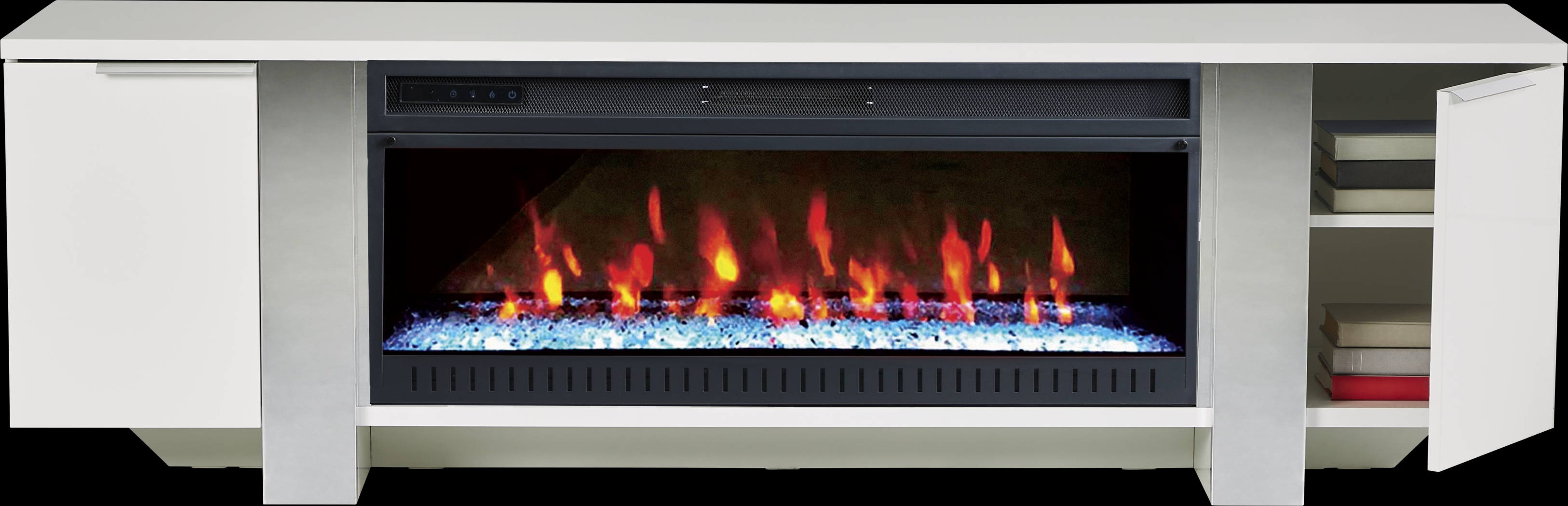 Heatherview White 79 in. Console with Electric Fireplace - Thumbnail - Image 2