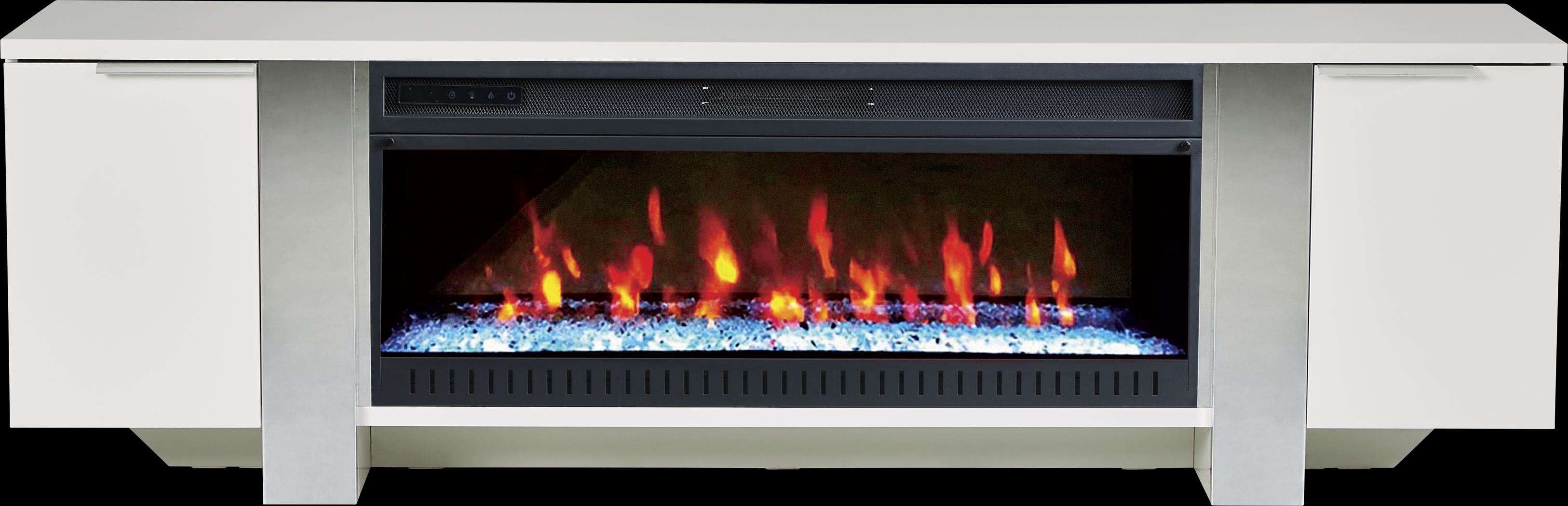 Heatherview White 79 in. Console with Electric Fireplace - Thumbnail - Image 1