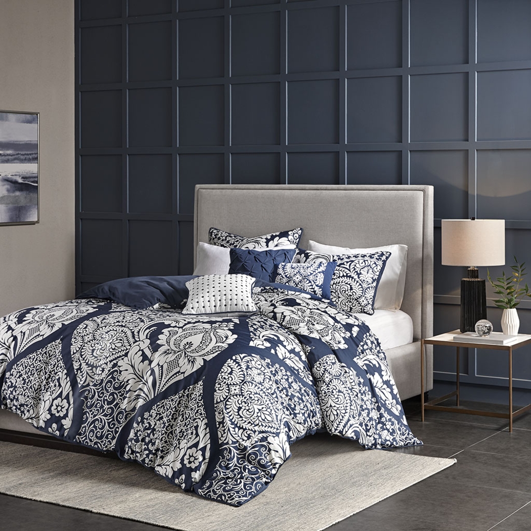 Hedwige Blue 6 Pc Full/Queen Duvet Set - Thumbnail - Image 1