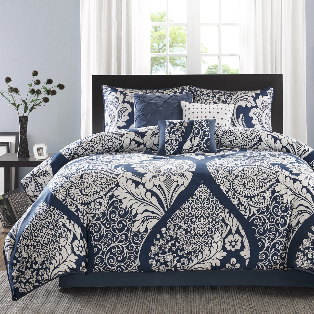 Hedwige Blue 7 Pc California King Comforter Set - Thumbnail - Image 2
