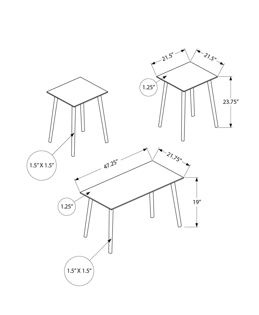 Heeni Brown 3 Pc Table Set - Thumbnail - Image 3