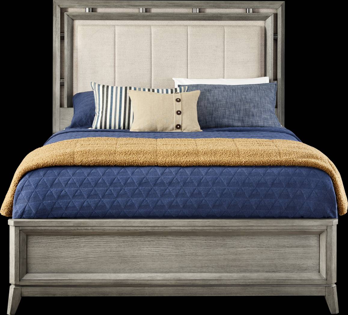 Heiress Gray 3 Pc Queen Upholstered Bed - Thumbnail - Image 3