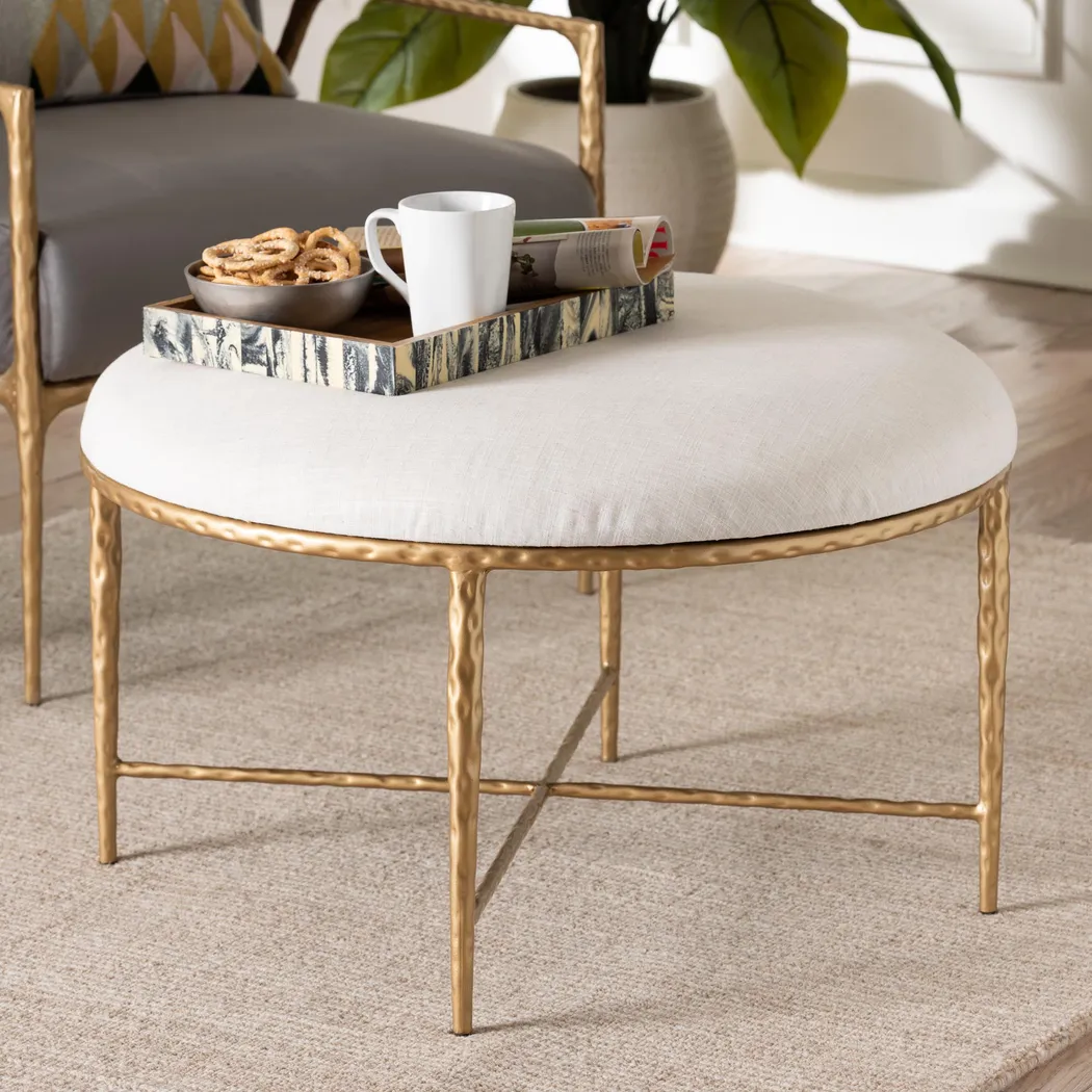 Heiro Ivory/Gold Ottoman - Thumbnail - Image 2