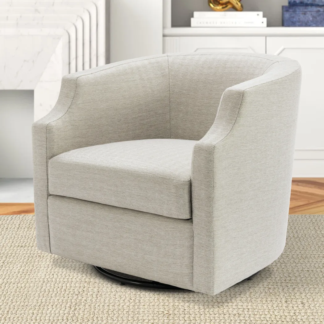 Hekau Beige Swivel Chair - Thumbnail - Image 2
