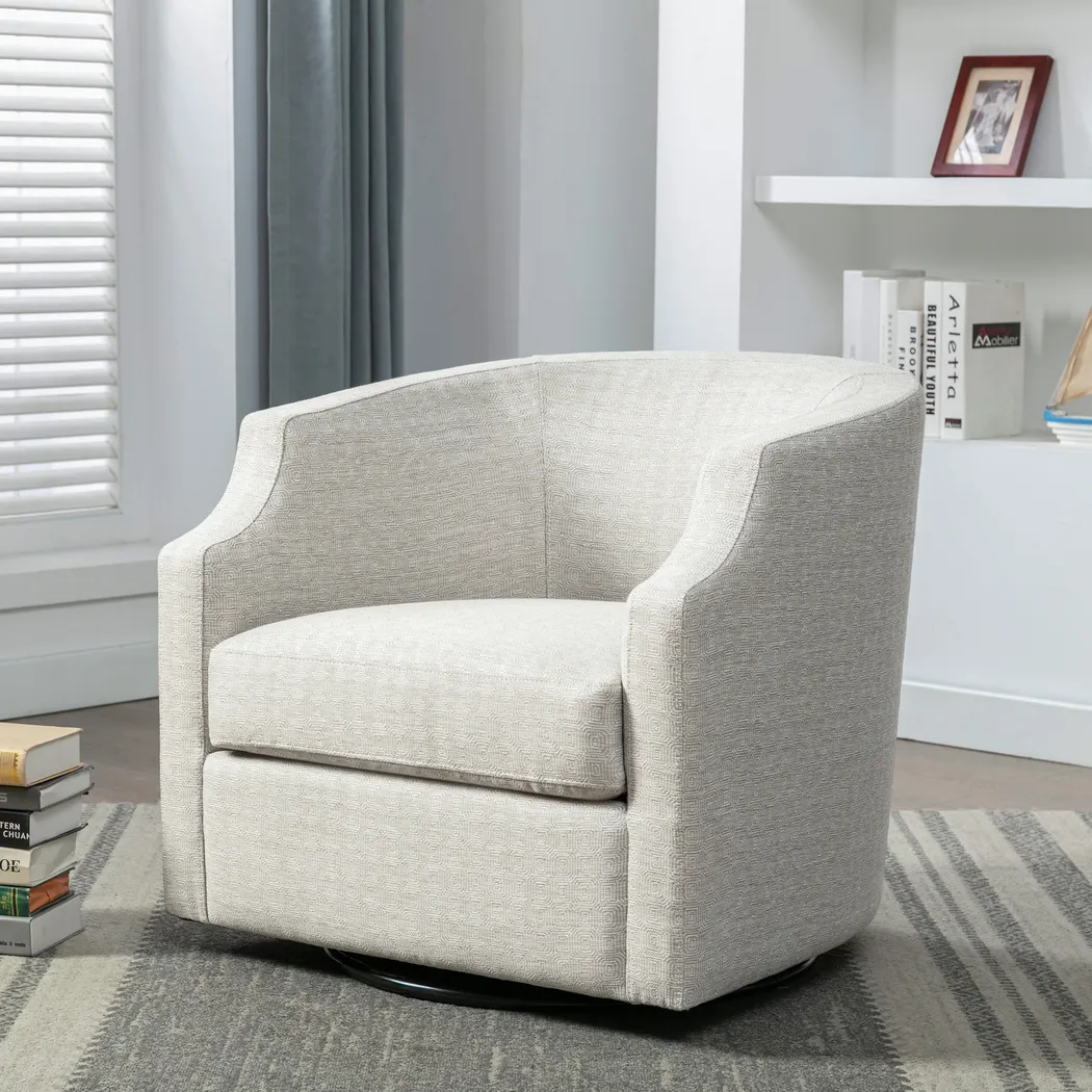 Hekau Beige Swivel Chair - Thumbnail - Image 13