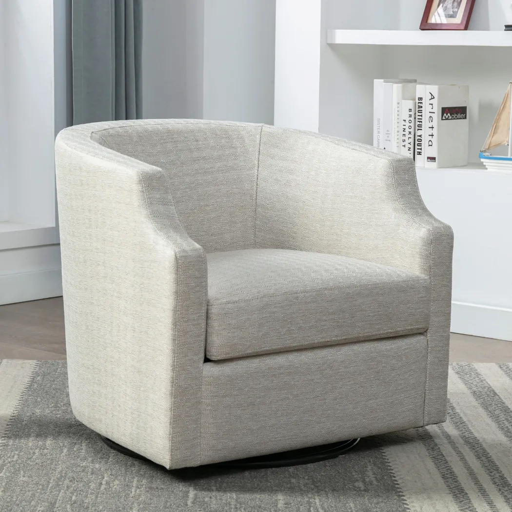 Hekau Beige Swivel Chair - Thumbnail - Image 10