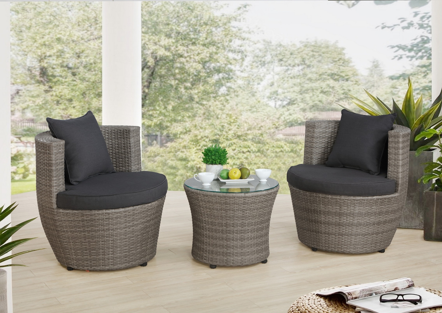 Helican Gray 3 Pc Outdoor Seating Set - Thumbnail - Image 11