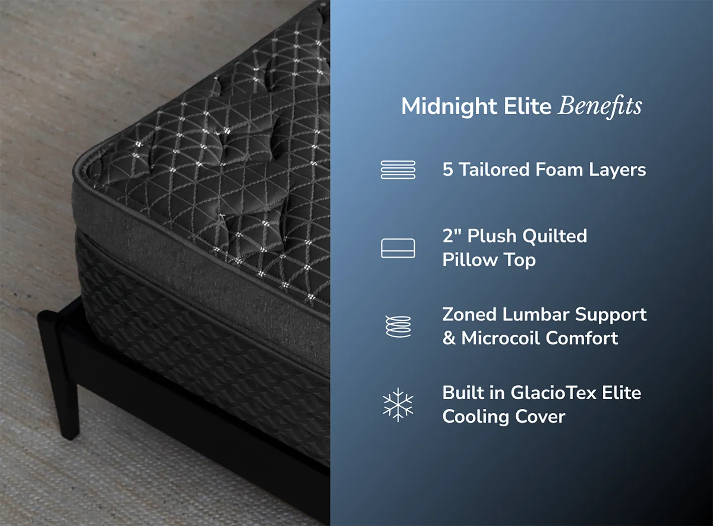Helix Midnight Elite Split King Mattress Set with Head Up Only Base - Image 7