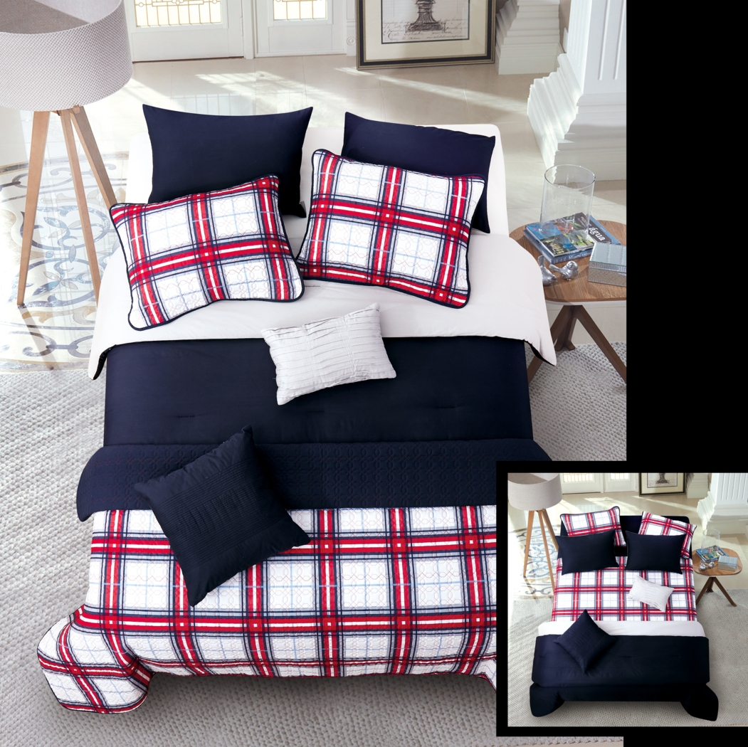Helyan Navy 8 Pc Queen Comforter Set - Thumbnail - Image 1