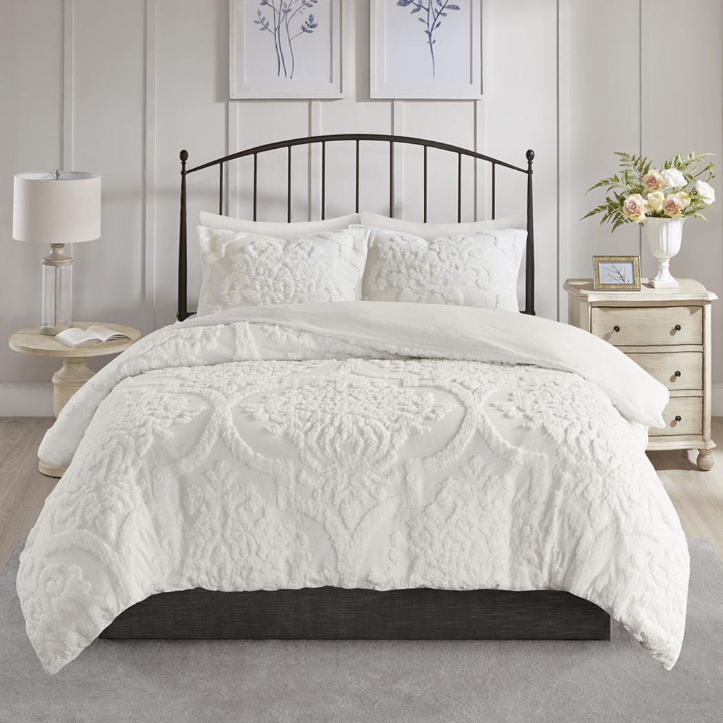 Hendee White 3 Pc Full/Queen Duvet Set - Thumbnail - Image 3