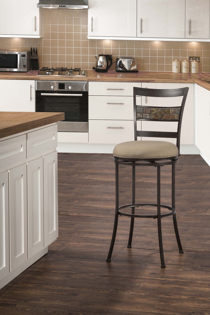 Henning Mocha Outdoor Swivel Barstool - Thumbnail - Image 2