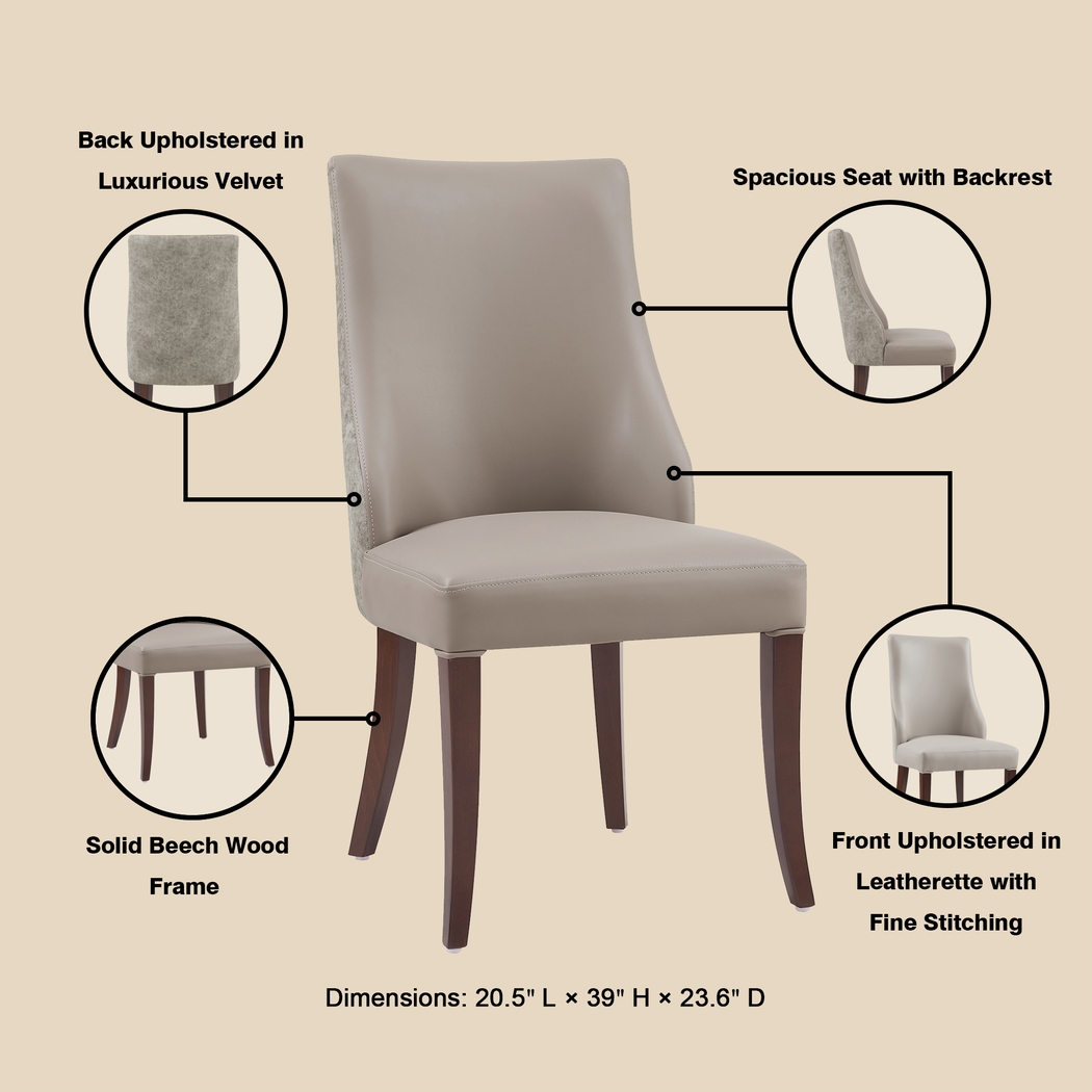 Herbcloud Taupe Dining Chair, Set of 2 - Thumbnail - Image 5