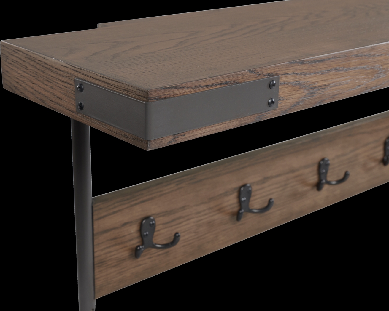 Herontye Brown Coat Hook with Shelf - Thumbnail - Image 3