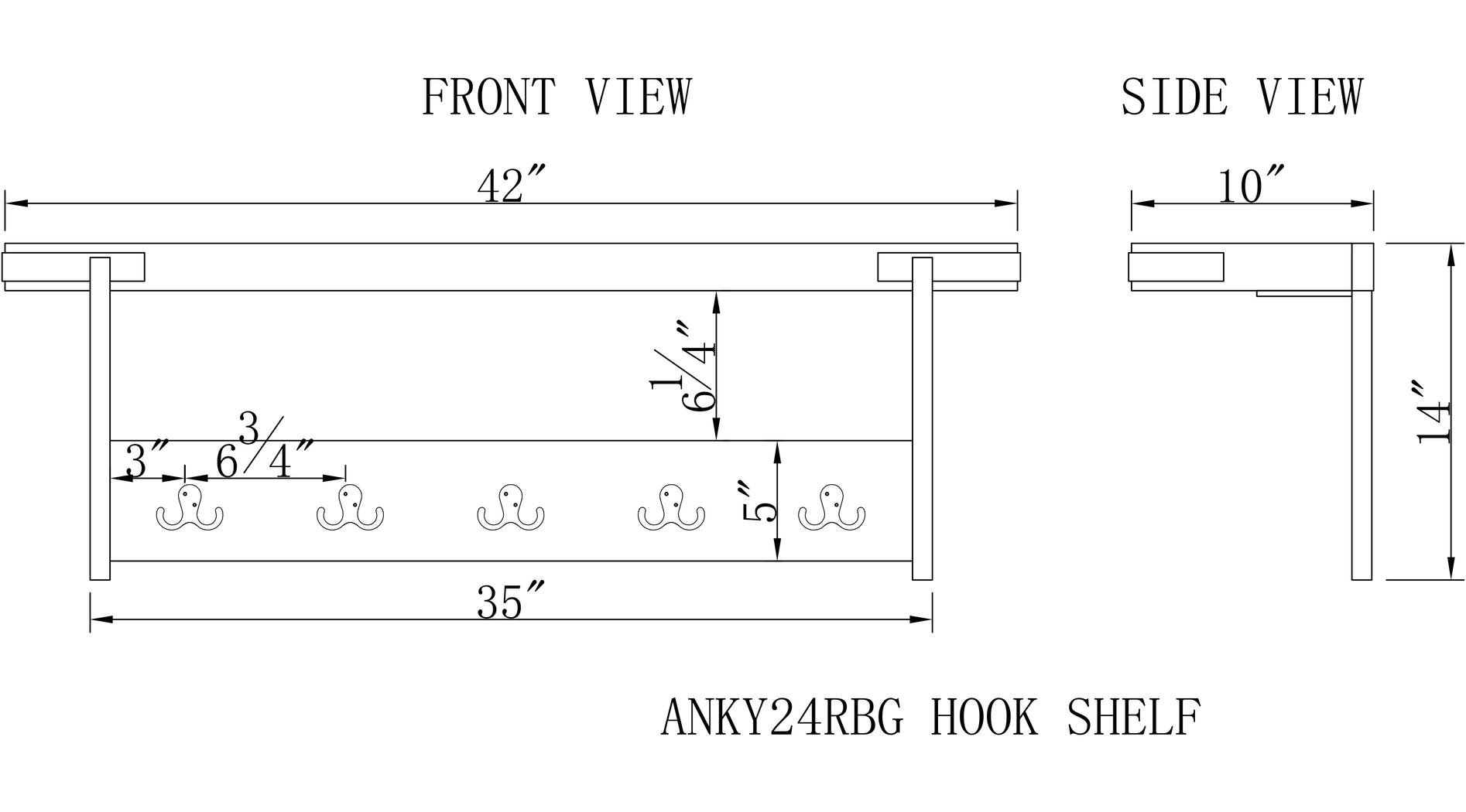 Herontye Brown Coat Hook with Shelf - Thumbnail - Image 6