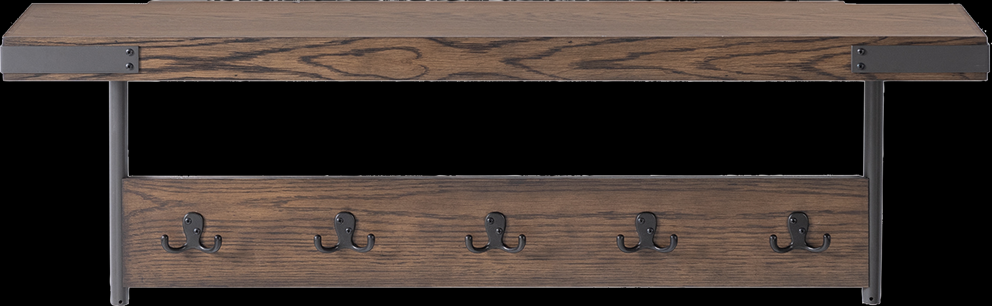 Herontye Brown Coat Hook with Shelf - Thumbnail - Image 1