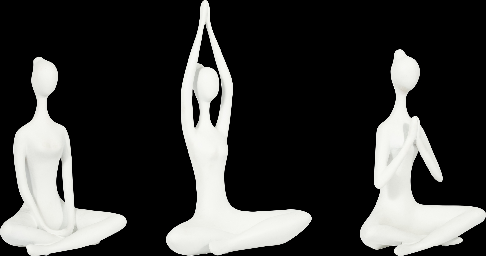 Hershour White Yoga Lady Sculpture, Set of 3 - Thumbnail - Image 2