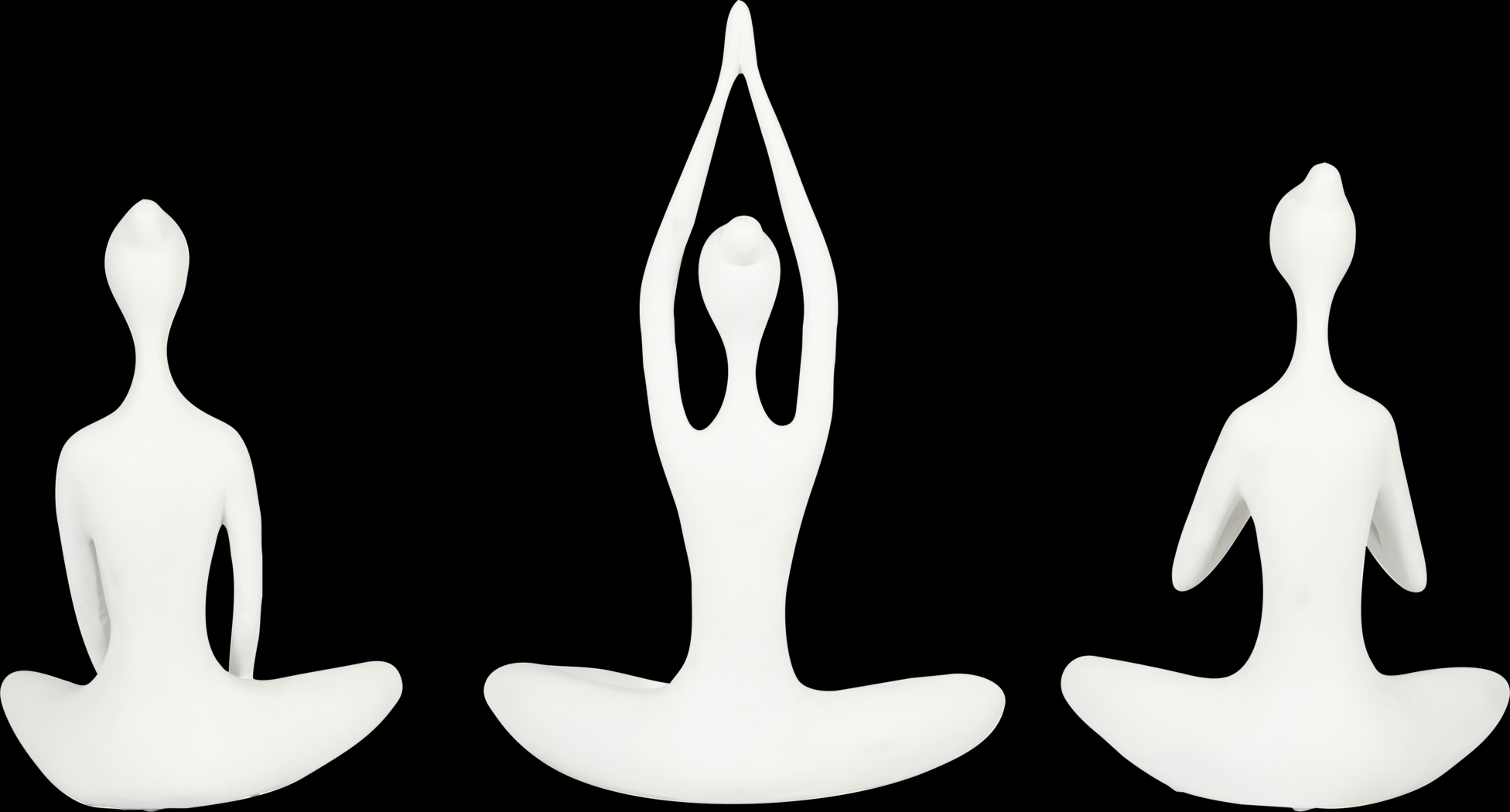 Hershour White Yoga Lady Sculpture, Set of 3 - Thumbnail - Image 4
