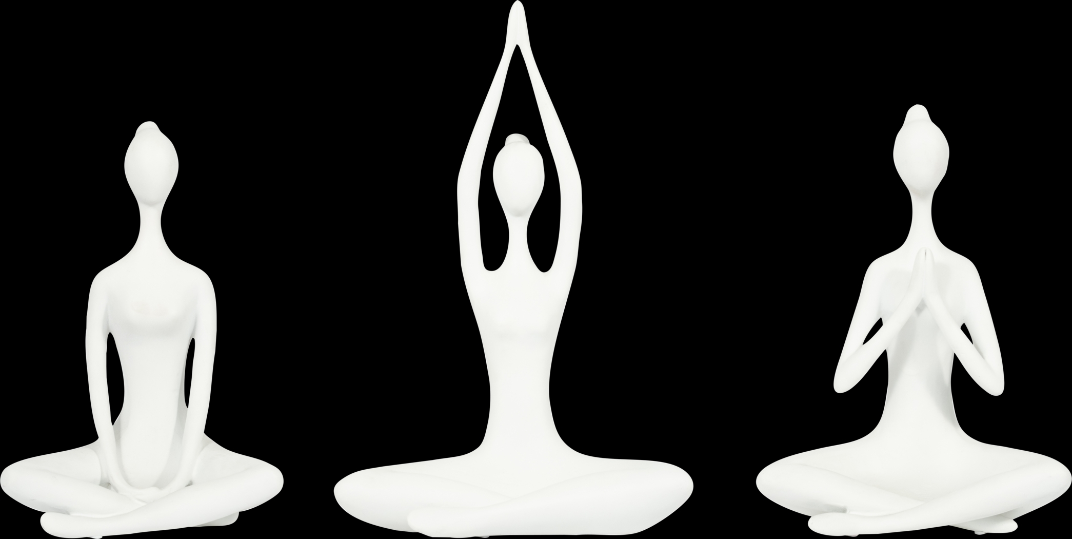 Hershour White Yoga Lady Sculpture, Set of 3 - Thumbnail - Image 1