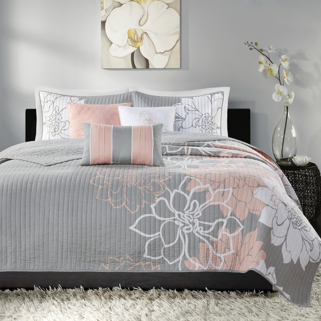 Heslep Peach 6 Pc King/California King Quilt Set - Thumbnail - Image 2