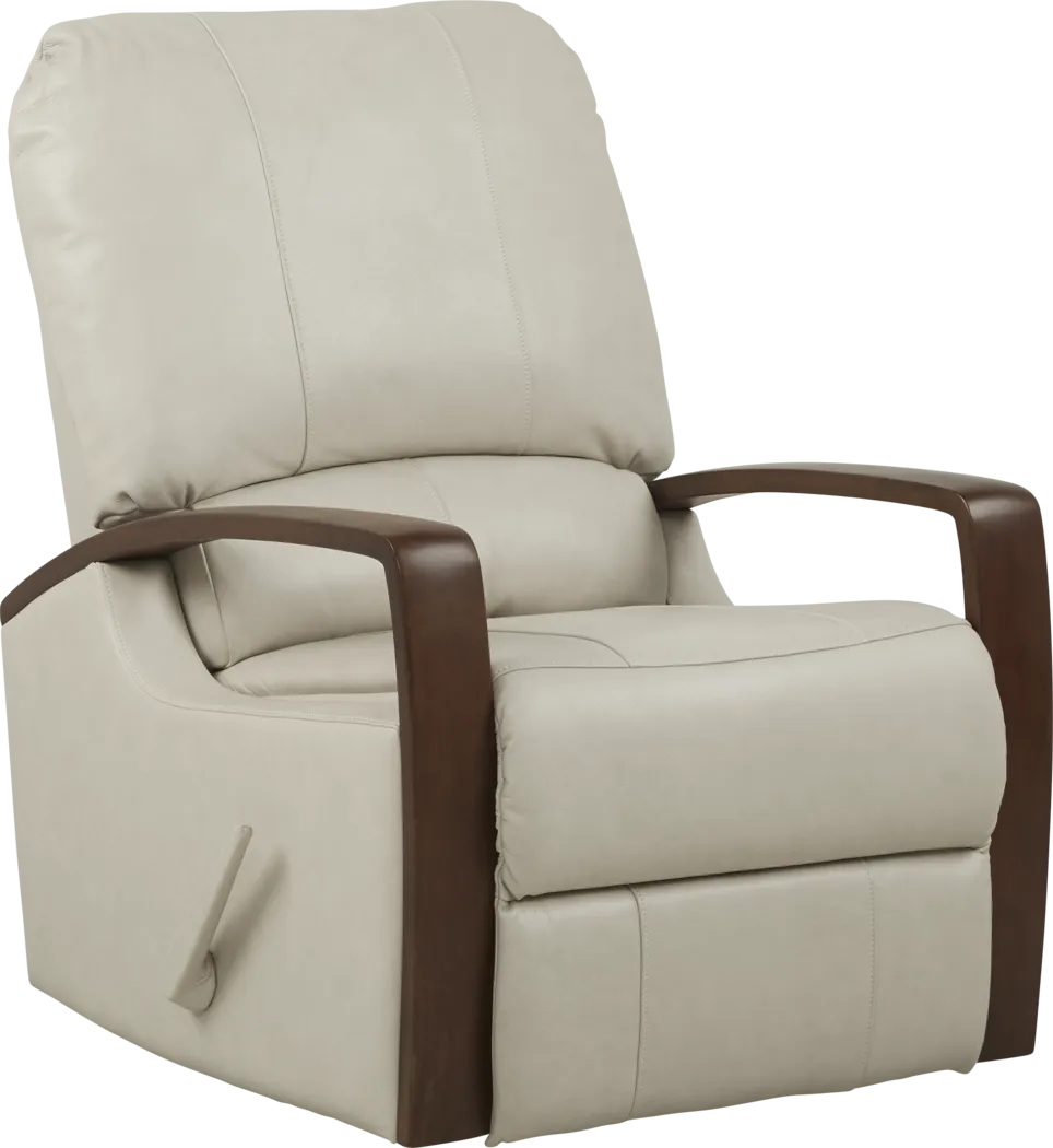 Heston Beige Leather Swivel Recliner - Thumbnail - Image 1