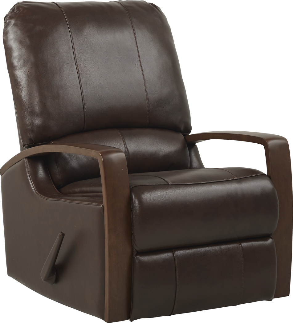 Heston Brown Leather Swivel Recliner - Thumbnail - Image 1