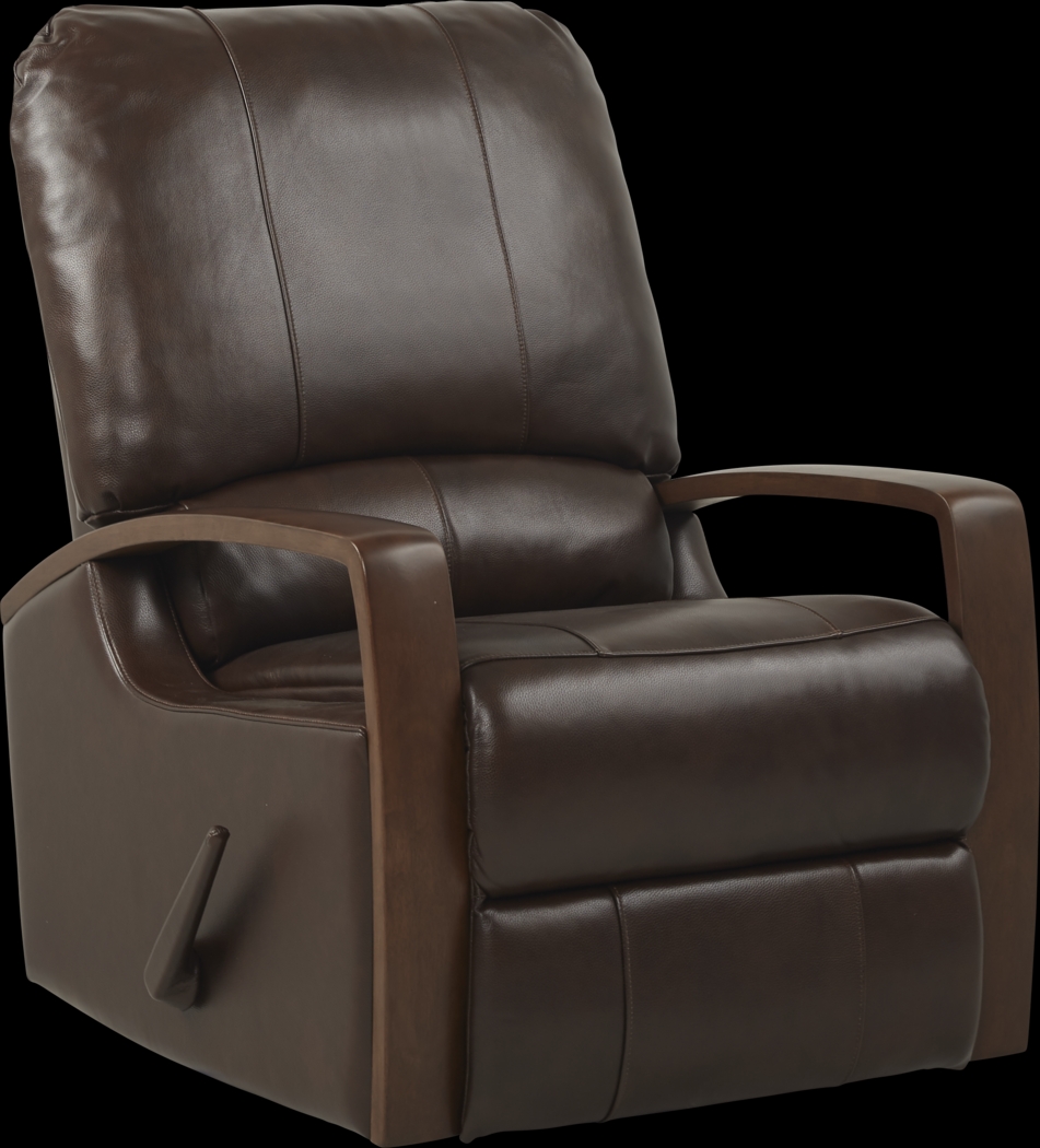Heston Chocolate Leather Swivel Recliner - Thumbnail - Image 2