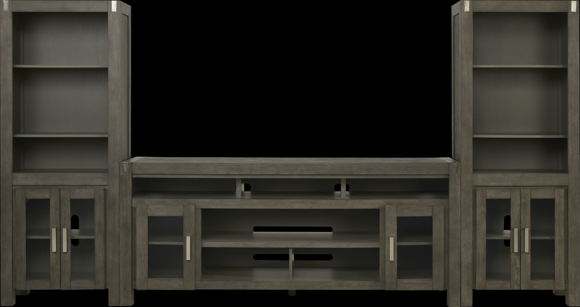 Hidden Springs II Gray 3 Pc Wall Unit with 80 in. Console - Thumbnail - Image 1