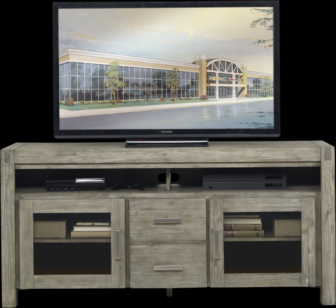 Hidden Springs II Gray 66 in. Flat Screen Console - Thumbnail - Image 2