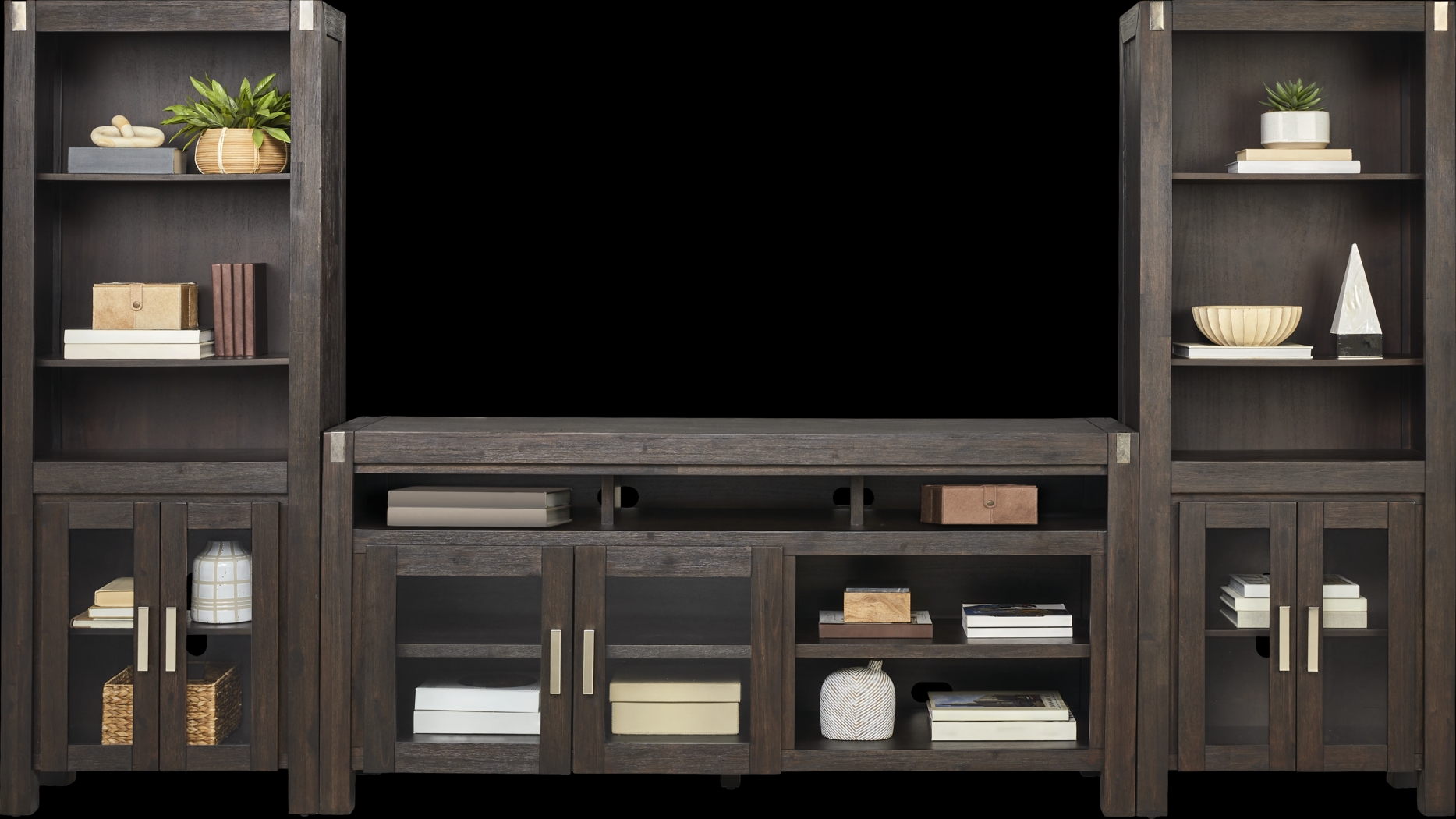 Hidden Springs II Espresso 3 Pc Wall Unit with 72 in. Console - Thumbnail - Image 2