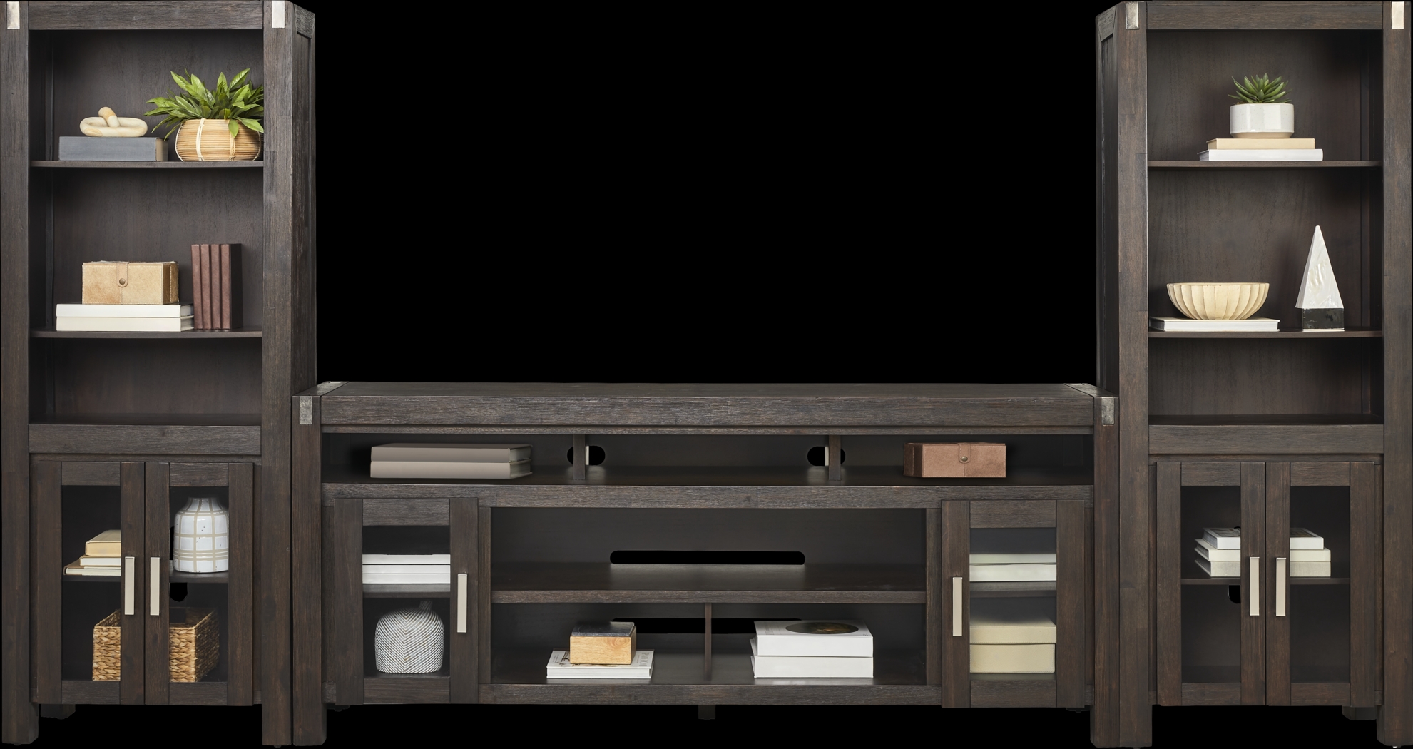 Hidden Springs II Espresso 3 Pc Wall Unit with 80 in. Console - Thumbnail - Image 2