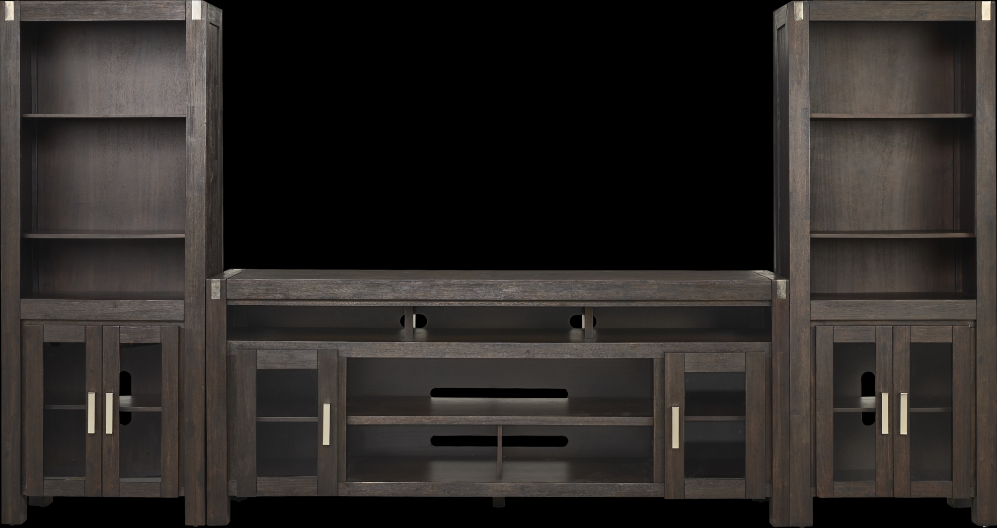 Hidden Springs II Espresso 3 Pc Wall Unit with 80 in. Console - Thumbnail - Image 1