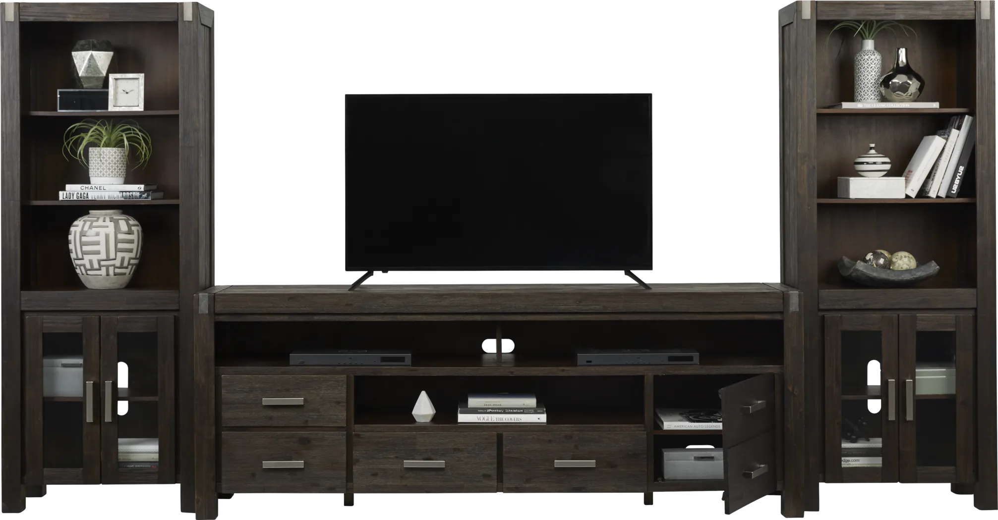 Hidden Springs II Espresso 3 Pc Wall Unit with 84 in. Console - Thumbnail - Image 2