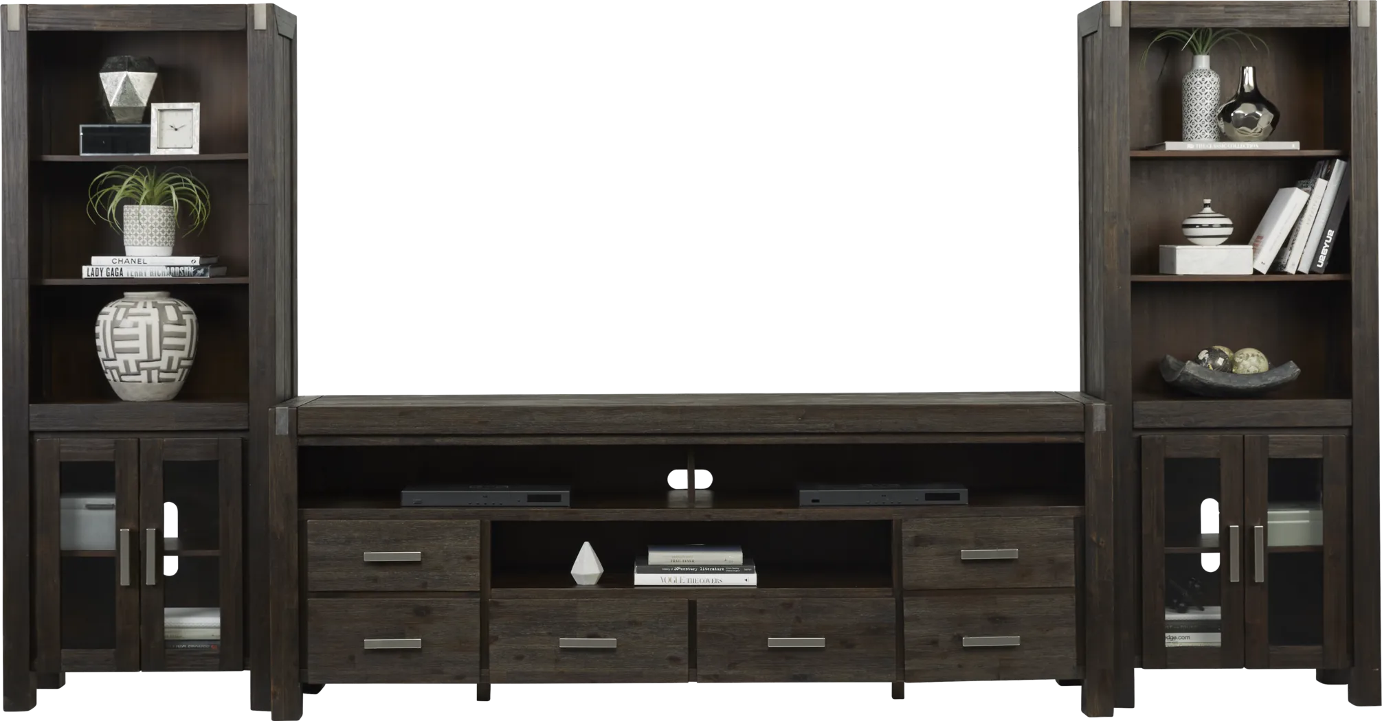 Hidden Springs II Espresso 3 Pc Wall Unit with 84 in. Console - Thumbnail - Image 3