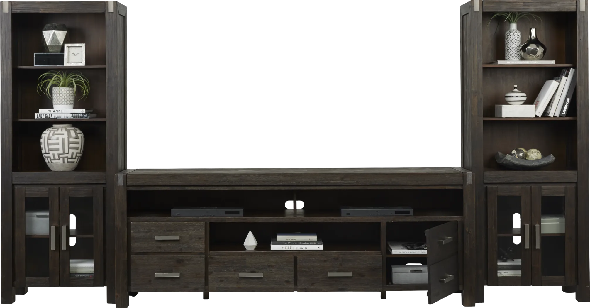 Hidden Springs II Espresso 3 Pc Wall Unit with 84 in. Console - Thumbnail - Image 4