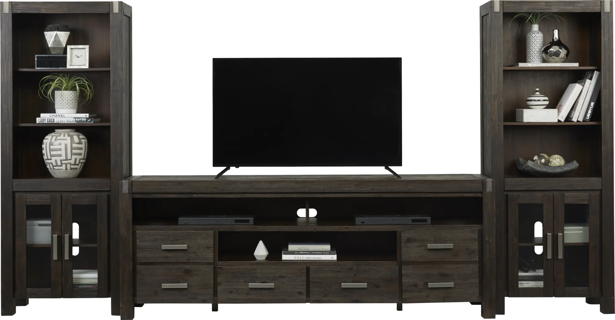 Hidden Springs II Espresso 3 Pc Wall Unit with 84 in. Console - Thumbnail - Image 1