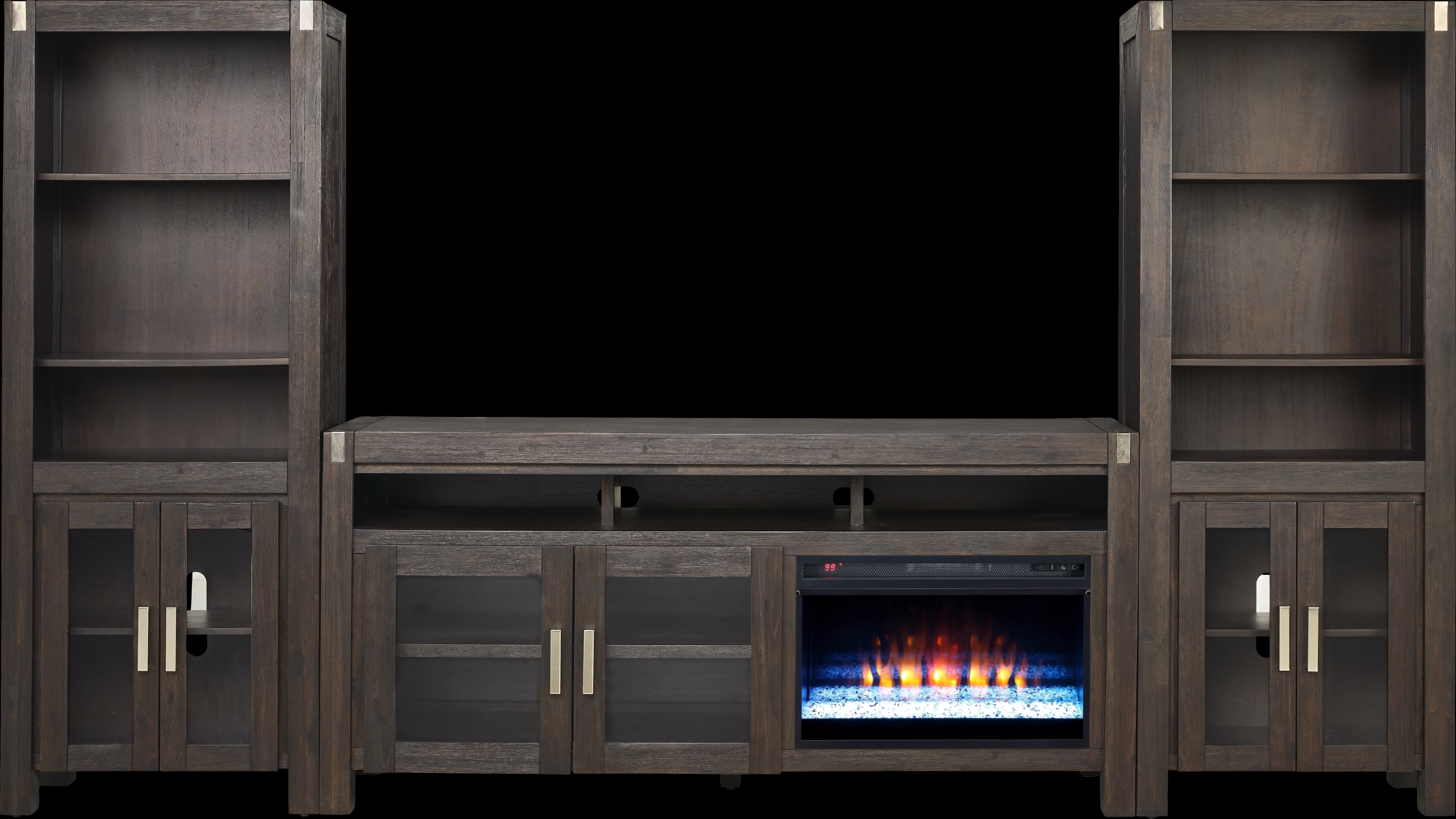Hidden Springs II Espresso 4 Pc Wall Unit with 72 in. Console and Electric Fireplace - Thumbnail - Image 1