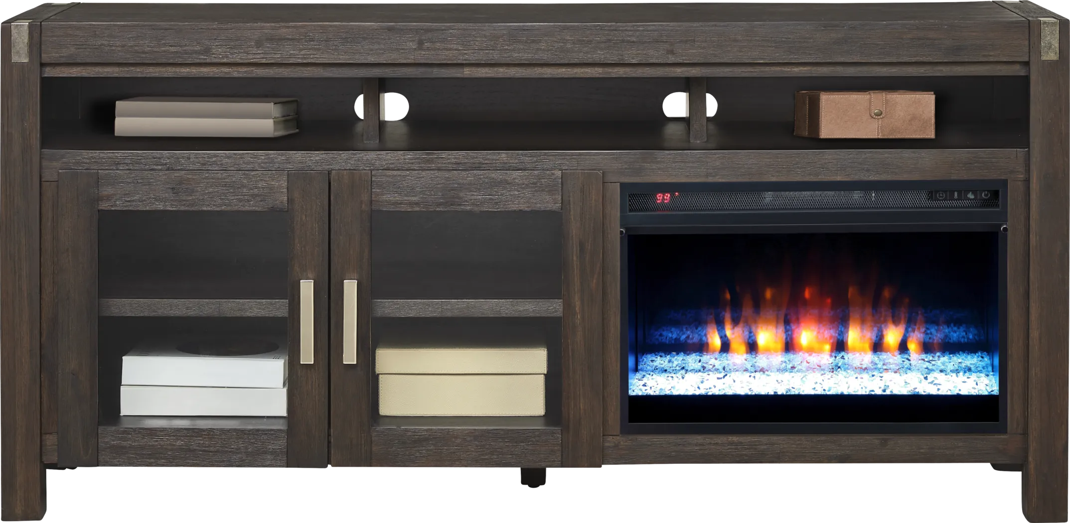 Hidden Springs II Espresso 72 in. Console with Electric Fireplace - Thumbnail - Image 2