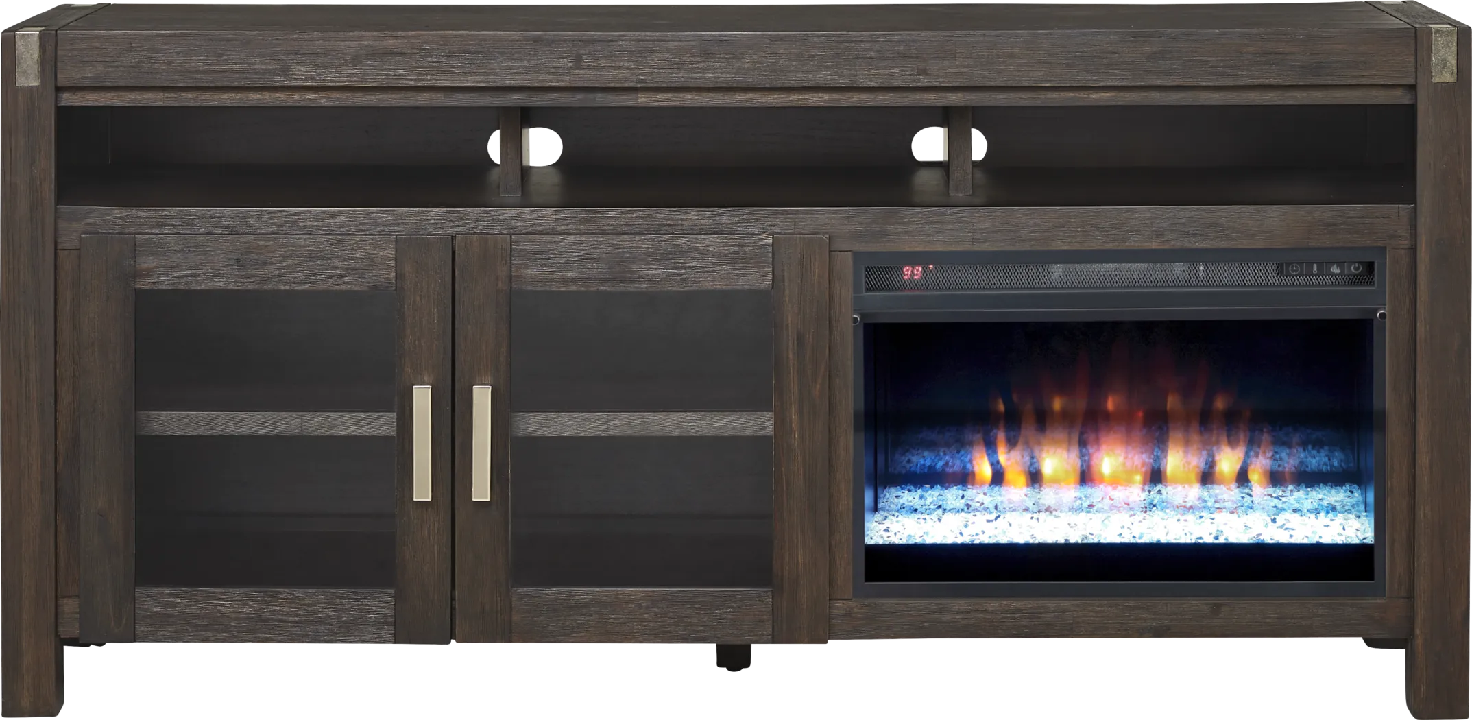 Hidden Springs II Espresso 72 in. Console with Electric Fireplace - Thumbnail - Image 1