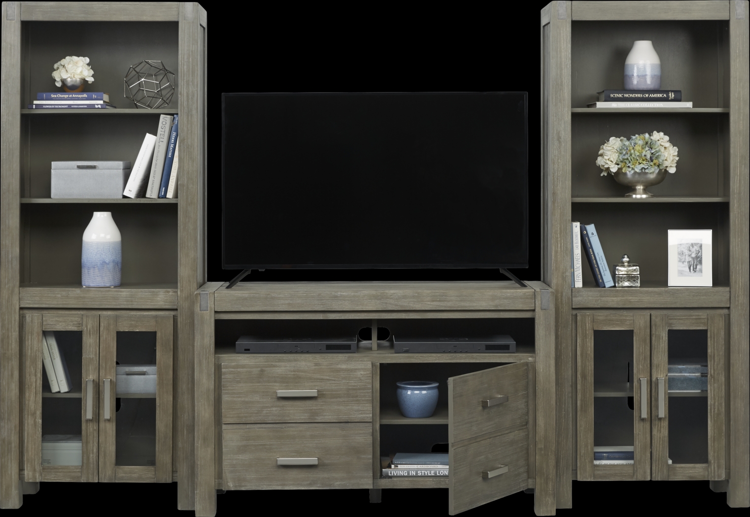 Hidden Springs II Gray 3 Pc Wall Unit with 50 in. Console - Thumbnail - Image 2