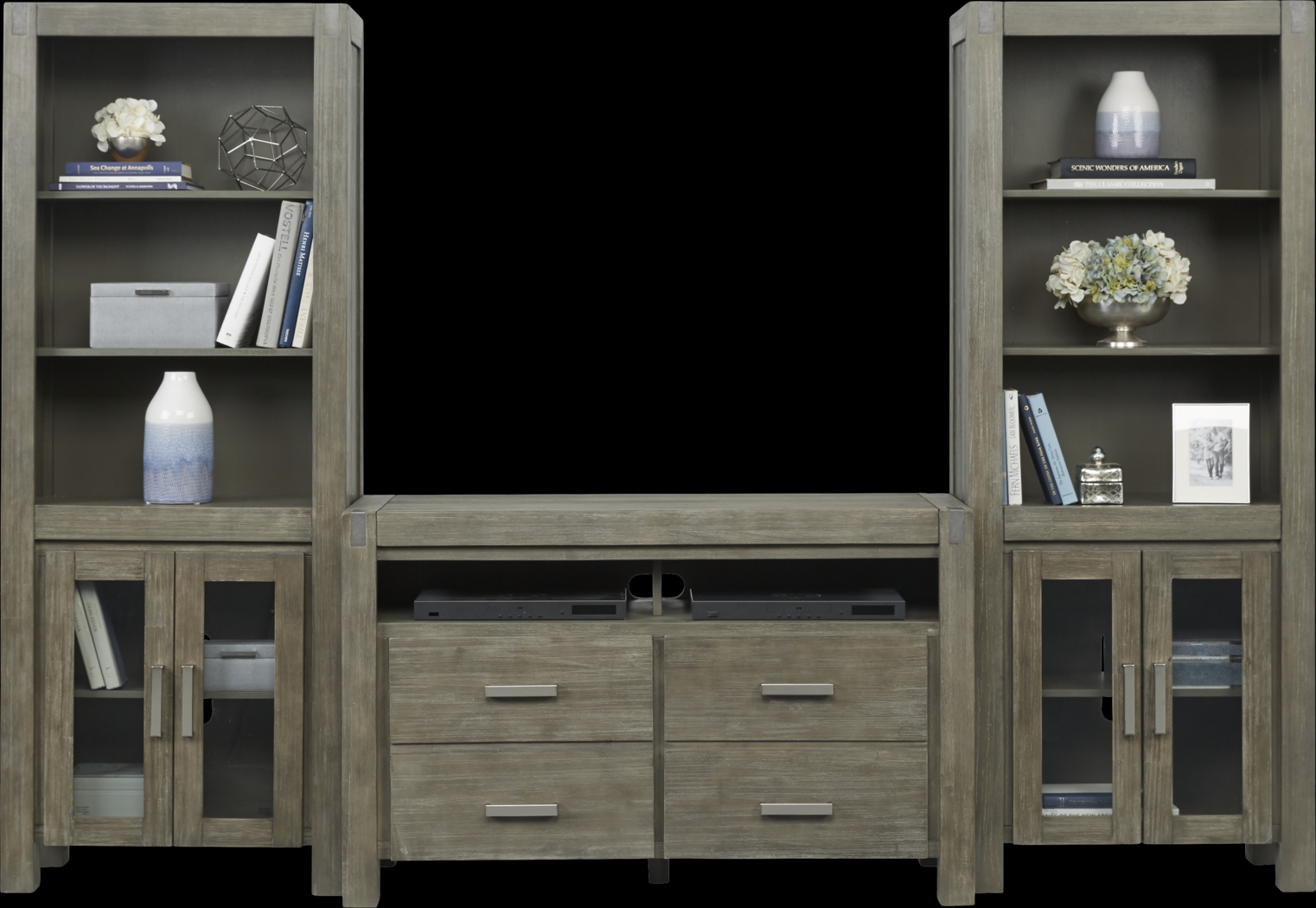 Hidden Springs II Gray 3 Pc Wall Unit with 50 in. Console - Thumbnail - Image 3