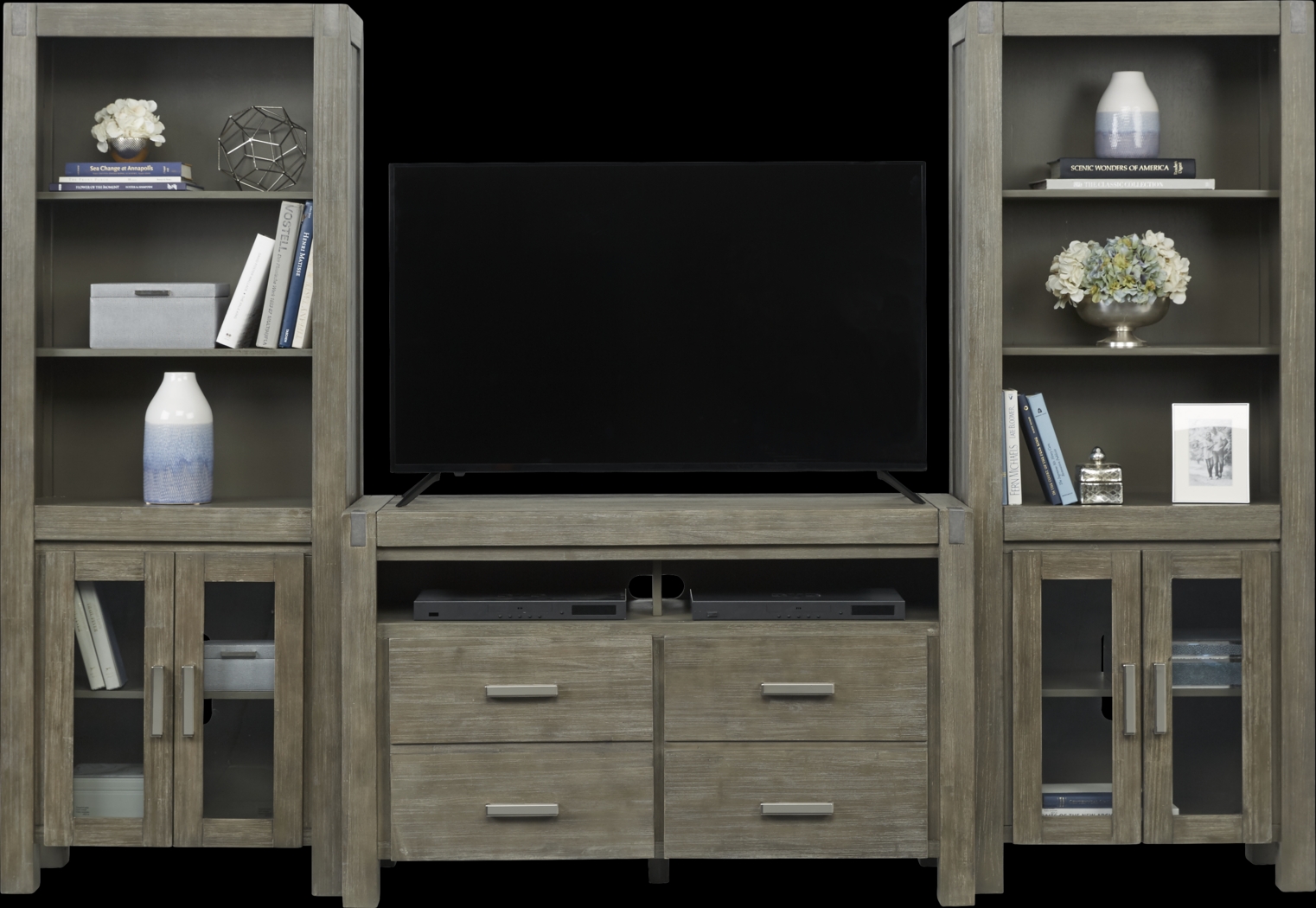Hidden Springs II Gray 3 Pc Wall Unit with 50 in. Console - Thumbnail - Image 1