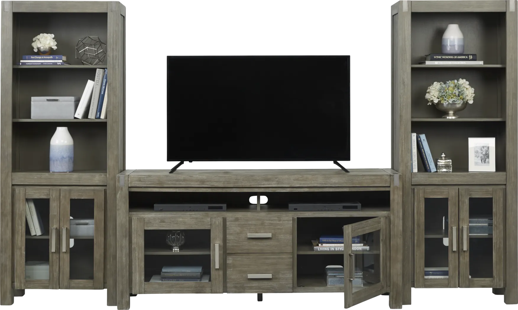 Hidden Springs II Gray 3 Pc Wall Unit with 66 in. Console - Thumbnail - Image 2