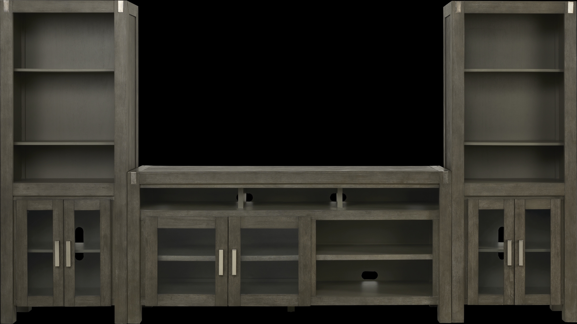 Hidden Springs II Gray 3 Pc Wall Unit with 72 in. Console - Thumbnail - Image 1