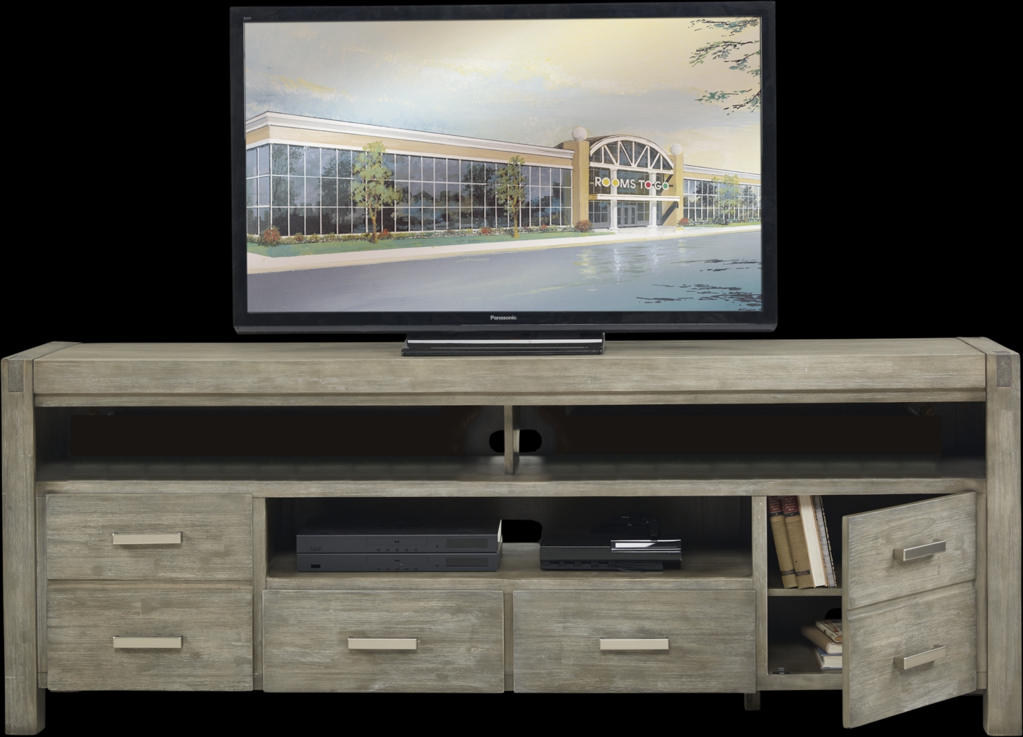 Hidden Springs II Gray 84 in. Flat Screen Console - Thumbnail - Image 2