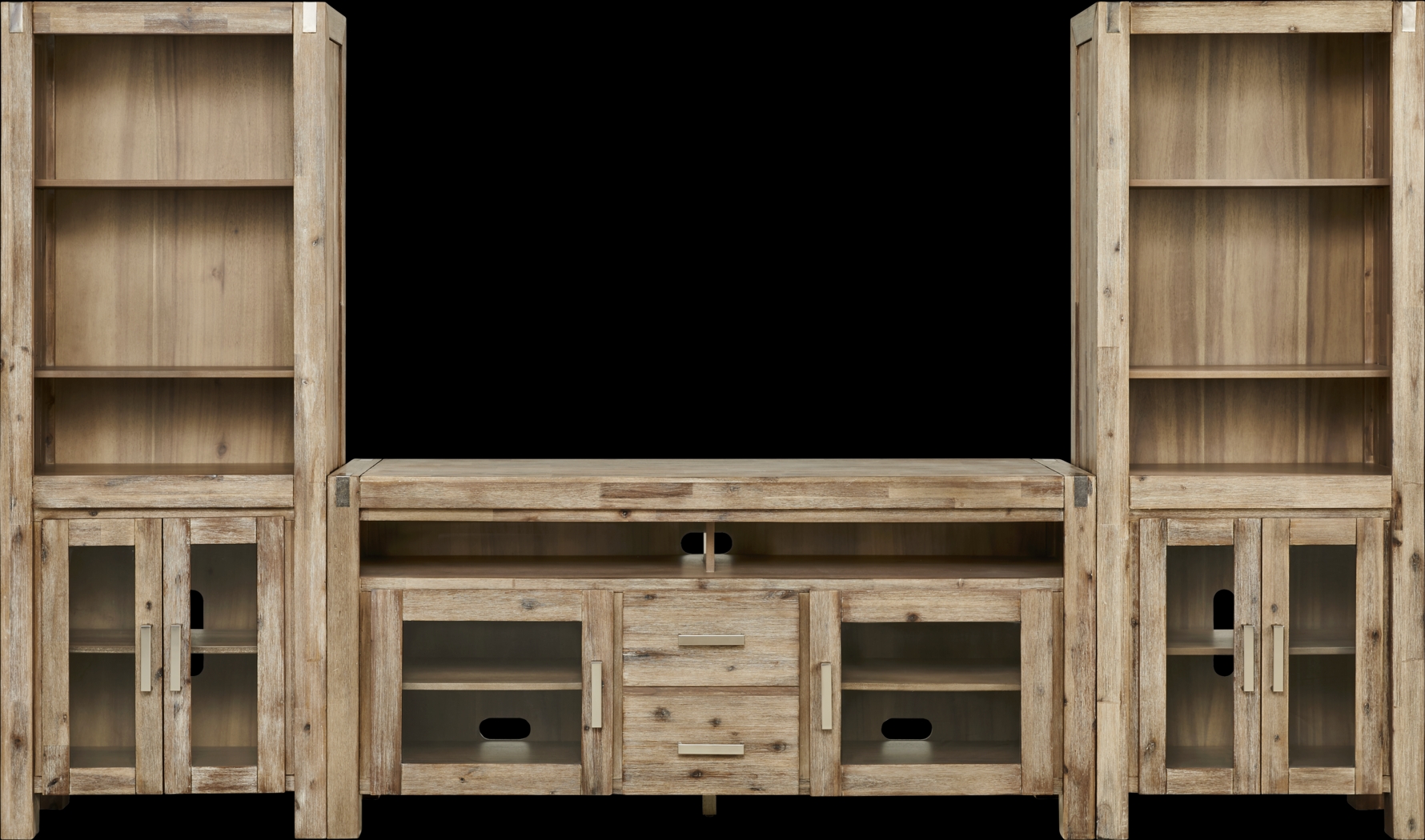 Hidden Springs II Natural 3 Pc Wall Unit with 66 in. Console - Thumbnail - Image 1