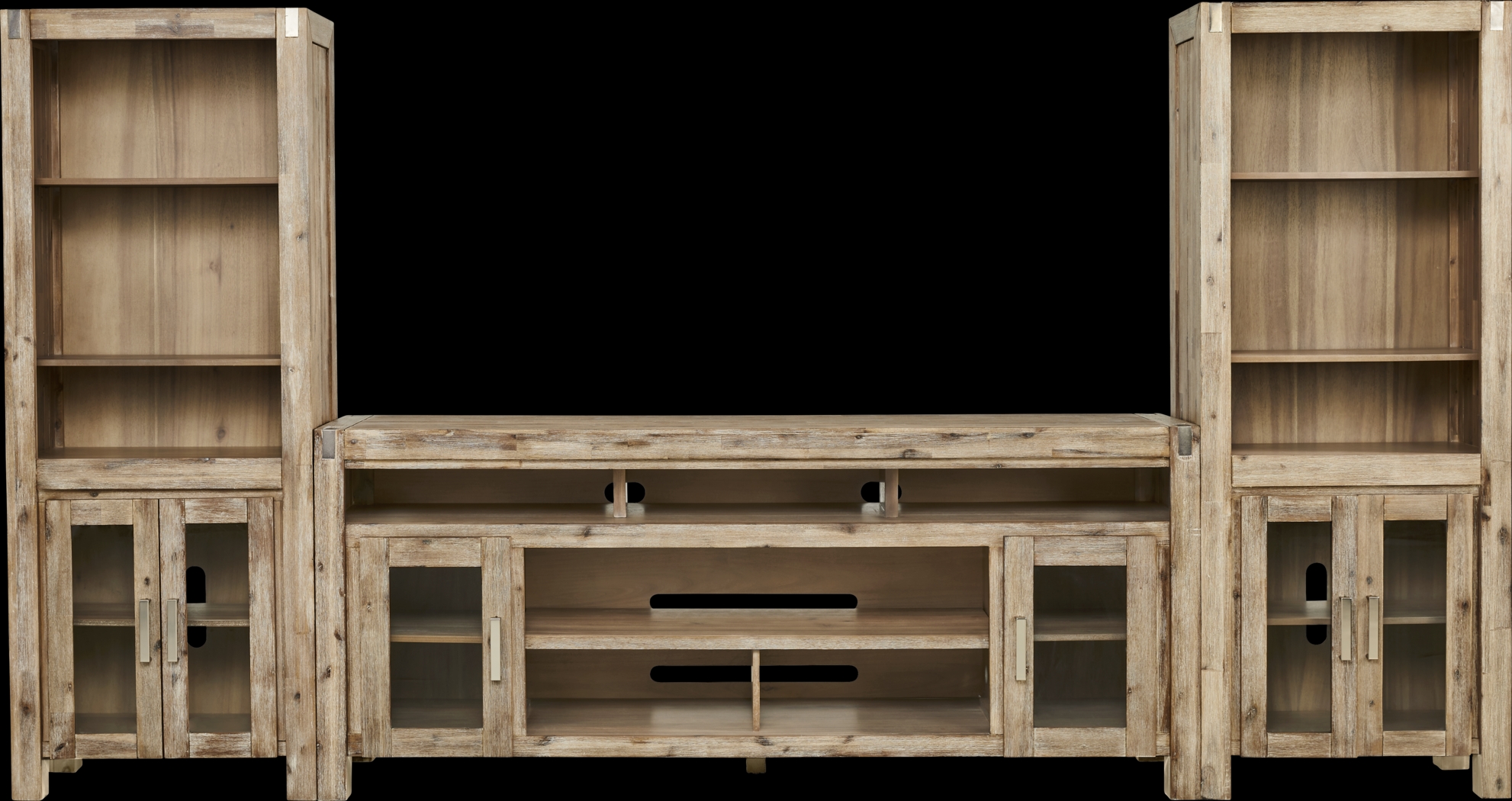 Hidden Springs II Natural 3 Pc Wall Unit with 80 in. Console - Thumbnail - Image 1